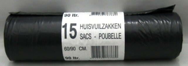 Cleany Vuilniszakken Grijs – 90L | 15 Stuks