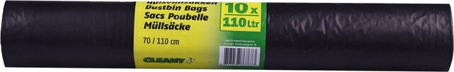 Cleany Sacs Poubelle Gris – 110L | 10  Pièces