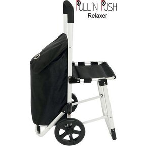 Push & Pull Chariot Noir avec siège pliant – 40L