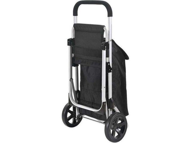 Push & Pull Trolley Zwart met Opklapbaar Zitje – 40L