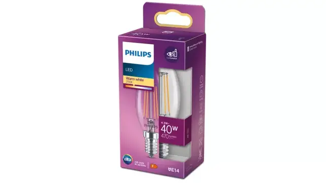 Philips LED-Filament-Kerzenlampe E14 40W Klar