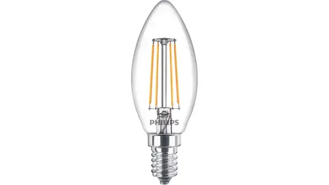 Philips LED Kaarslamp Filament E14  40W Helder Glas