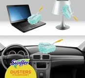 Swiffer Kit Plumeau avec Manche + 3 Recharges Bleues, Parfum Febreze – Capture 3x Plus de Poussière & Cheveux