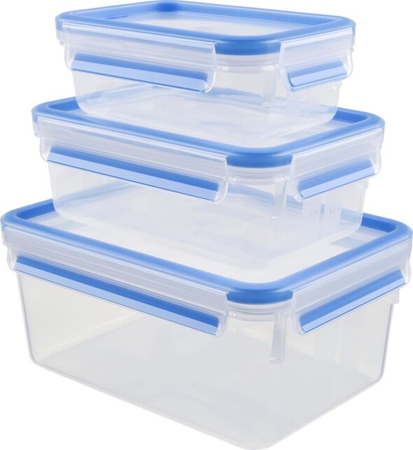 Tefal MasterSeal Fresh Box 3-teiliges Frischhaltedosen Set – 0.55L, 1L & 2.3L – Luftdicht, Auslaufsicher, Hygienisch