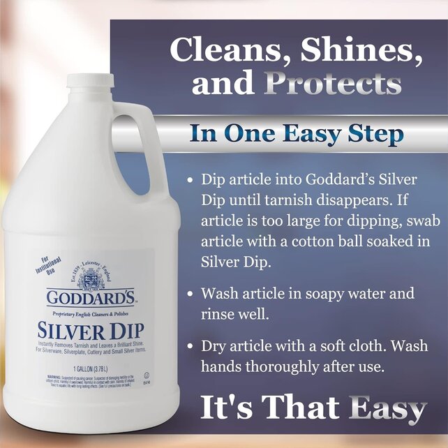 Goddard's Silver Dip Cleaner – Powerful Tarnish Remover for Silverware, Jewelry & Silver-Plated Items – 1 Gallon