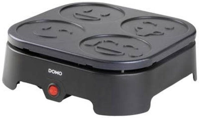 DOMO Crêpière Emoji – 4 Mini Crêpes Ø11cm, Antiadhésif, 600W, Plaisir en Famille