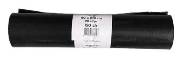 Zwarte Vuilniszakken 80x100 50micron 150L – Extra Sterk, Grote Afvalzakken