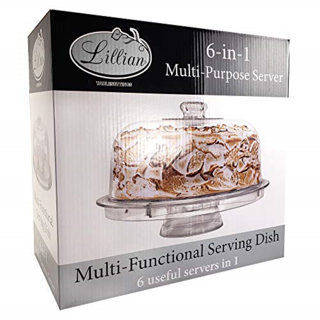 Plateau à Gâteau Multifonction avec Cloche – 6-en-1 Coupe à Punch, Plateau de Service, Bol à Salade – Plastique Transparent Sans BPA