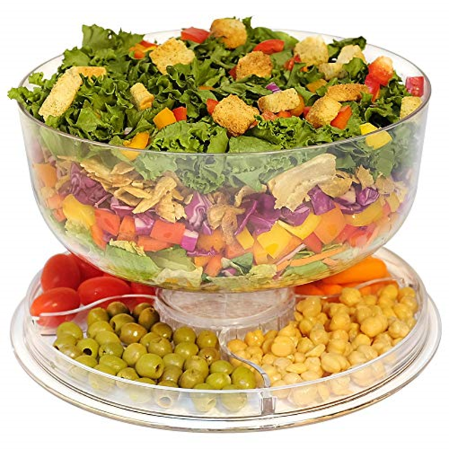 Plateau à Gâteau Multifonction avec Cloche – 6-en-1 Coupe à Punch, Plateau de Service, Bol à Salade – Plastique Transparent Sans BPA