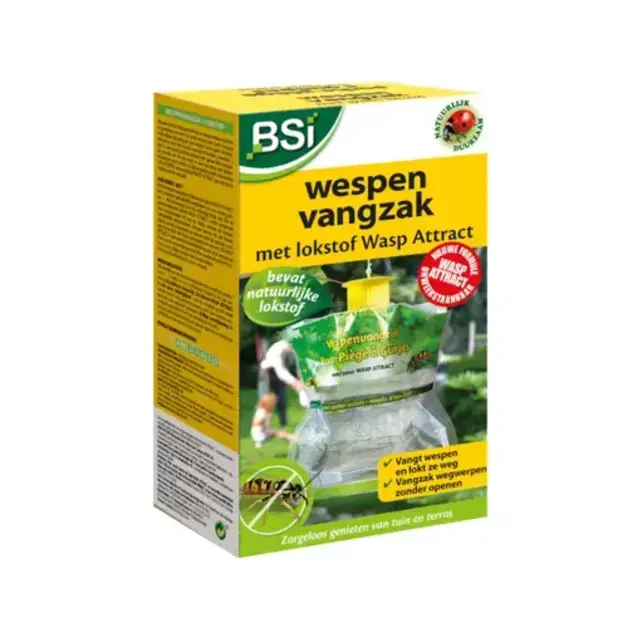BSI Wesp Catch Bag met Ecologische Lokstof – Wegwerp Wespval met 300ml Wasp Attract – Veilig, Zonder Insecticide, Lokt Geen Bijen