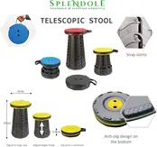 Splendole Outdoor Klappbarer Campinghocker – Leicht, Kompakt, Ausziehbar, Mit Rutschfesten Füßen, Tragbar für Reisen, Camping, Wandern, Belastbar Bis 180 kg