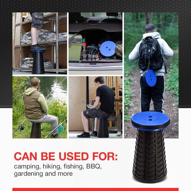 Tabouret Pliant Portable Splendole Outdoor – Léger, Compact, Rétractable avec Pieds Antidérapants, Facile à Transporter pour Voyage, Camping, Randonnée, Supporte Jusqu’à 180 kg