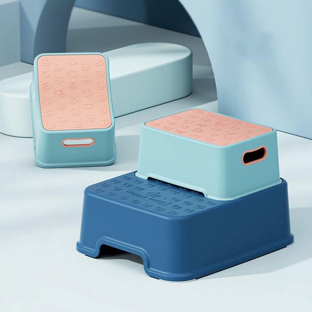 Splendole 2-in-1 Kinder Opstapkruk – Dubbele Antislip Kruk voor Toilet & Badkamer – Lichtgewicht – 27 cm – Max 110 kg