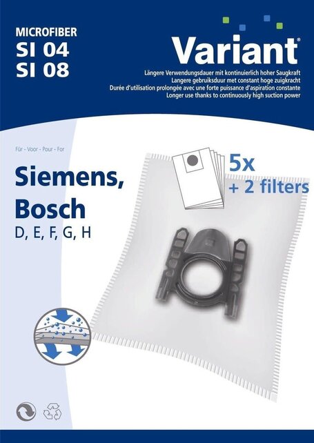 Sacs Aspirateur Microfibre Bosch Siemens – Type D à H + Filtre (5 pièces)