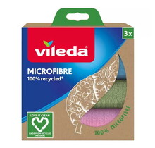 Vileda Mikrofaser Mehrzwecktücher Recycled – 3 Stück, Streifenfrei & Hochsaugend