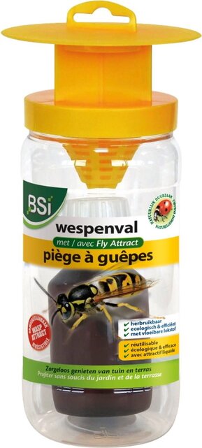 BSI Piège à Guêpes avec 200ml Attractif Écologique – Réutilisable, Sûr pour les Abeilles & Efficace