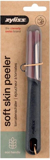 Zyliss Soft Skin Dunschiller 17,5 cm – Eco Handvat van Tarwestro, Microvertand Mes & Mesbeschermer