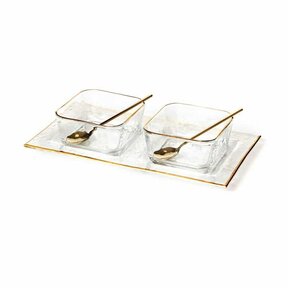 Gehämmertes Glas Teller-Set mit Goldrand