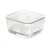 Paldinox Mini Glass Bowl – Hammered Design, Gold Rim, 280ml, Dessert and Fruit BowlsSet van 6 Paldinox mini glazen kommetjes met gehamerd oppervlak en gouden rand, ideaal voor desserts, fruit of kleine hapjes.