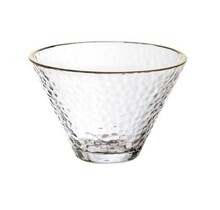 Coupes à Dessert en Verre Transparent Martelé avec Bord Doré – 290 ml