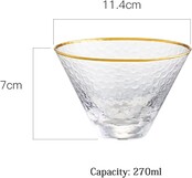 Klare Gehämmerte Glasdessertbecher mit Goldrand – 290 ml