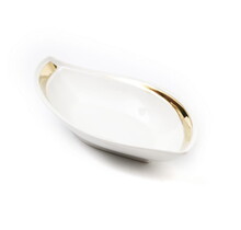 Paldinox white-gold porcelain leaf tray for elegant serving