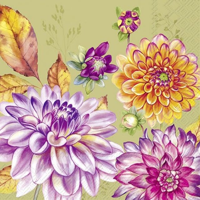 IHR Serviettes Dahlina Vert – Lot de 20