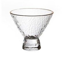 Paldinox Gehamerde Glas IJsbeker 250 ml Met Gouden Rand  Voor Stijlvolle Desserts