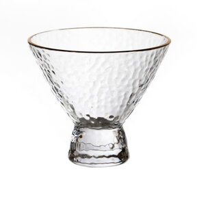 Hammered Glass Ice Cream Cup Gold Rim