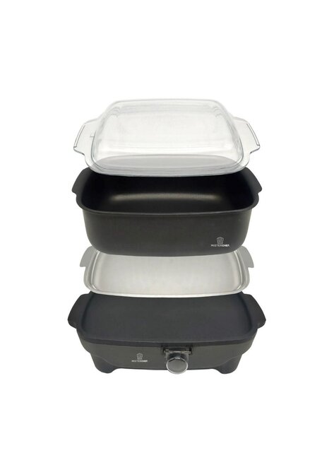 Mister Chef Schongarer mit Antihaft-Topf, Glasdeckel & StayCool-Griffen – 6 Temperaturstufen