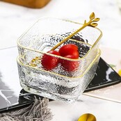 Paldinox Mini Glass Bowl – Hammered Design, Gold Rim, 280ml, Dessert and Fruit BowlsSet van 6 Paldinox mini glazen kommetjes met gehamerd oppervlak en gouden rand, ideaal voor desserts, fruit of kleine hapjes.