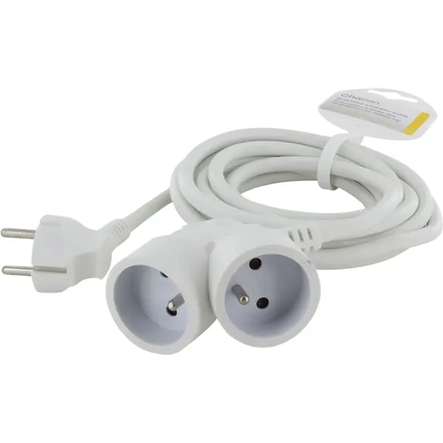 Chacon Dual Head Extension Cord 3 m – White