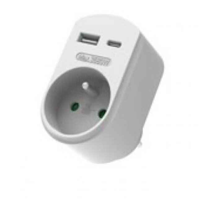 Universeller Adapter mit USB-A und USB-C Ladegerät