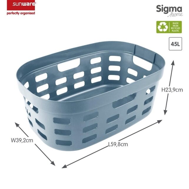 Sunware Sigma Home Laundry Basket 45L – Plastic, Stackable, With Handles