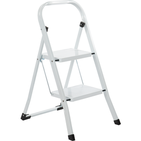 2 Step Kitchen Ladder White Non-Slip