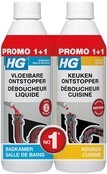 HG Kitchen Drain Unblocker & Bathroom Unblocker Promo Pack – Powerful Duo 2×500 ml