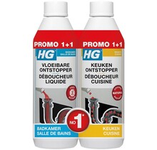 HG Déboucheur Cuisine & Déboucheur Salle de Bain Promopack – Duo Puissant 2×500 ml