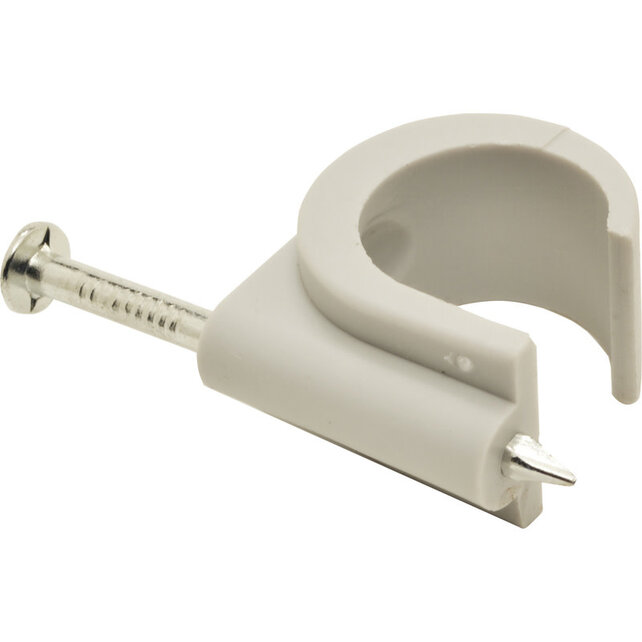 White Cable Clip with Nail – Strong, UV- and Heat-Resistant, Suitable for Indoor & Outdoor Use