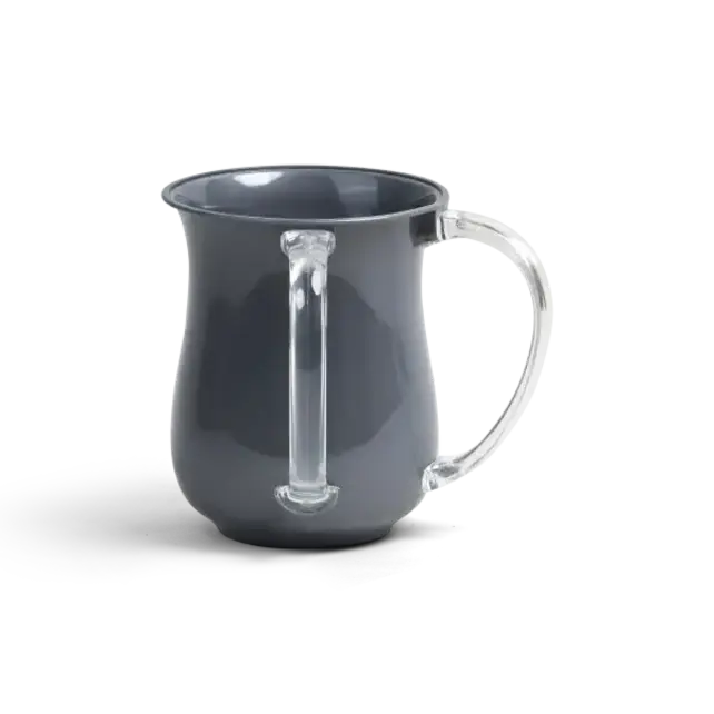 A&M  Waschbecher aus Acryl Metallic Silber – Moderner Becher mit Transparenten Griffen