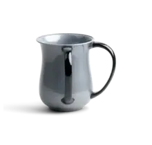 A&M  Acryl Wasbeker Metallic Zilver – Moderne Wasbeker met Zwarte Handgreep voor Ritueel Handwassen