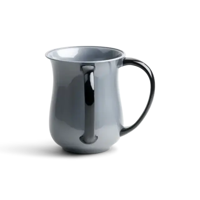 A&M Acrylic Metallic Silver Washing Cup – Modern Handwashing Cup with Black Handle