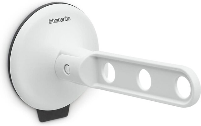 Crochet à Vêtements Brabantia avec Ventouse – Supporte 3 Cintres, Max. 2 kg, Compatible Fenêtres, Carrelages ou Portes de Douche, Gris Clair