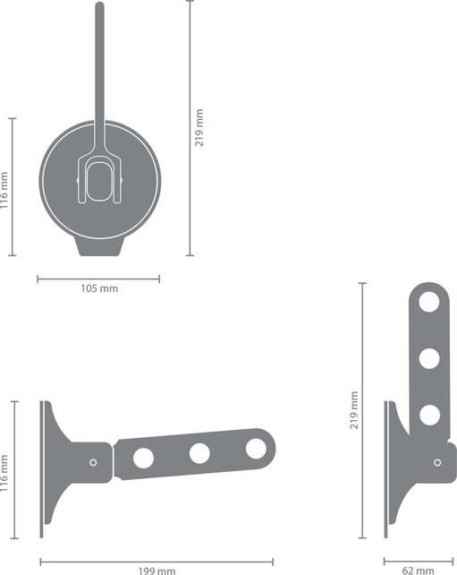 Crochet à Vêtements Brabantia avec Ventouse – Supporte 3 Cintres, Max. 2 kg, Compatible Fenêtres, Carrelages ou Portes de Douche, Gris Clair