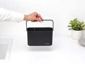 Brabantia SinkSide Schoonmaakset – 8-delig, 3 Microvezel Pads, 2 Doeken, Afwasborstel, Trechter, Ergonomische Caddy, Donkergrijs