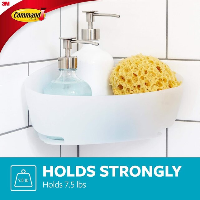 Command Bath Corner Caddy, Clear Frosted, 3.4kg Capacity, 1-Caddy,