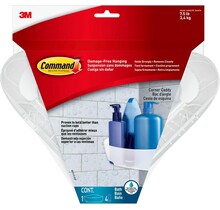 Chariot d'angle de bain Command, transparent givré, capacité de 3,4 kg, 1 panier