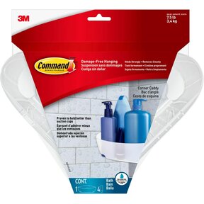 Command Bath Corner Caddy, Clear Frosted, 3.4kg Capacity, 1-Caddy,