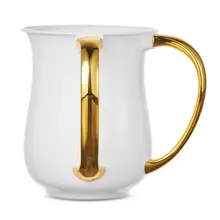 Acrylic Wash Cup Pearl White with Gold Handles