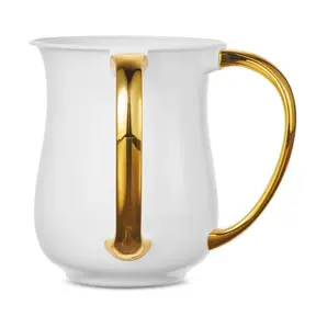 Acrylic Wash Cup Pearl White with Gold Handles