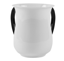 A&M Acrylic Washing Cup – White Cup with Black Handles, Lightweight & Durable Design